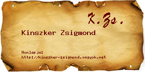 Kinszker Zsigmond névjegykártya